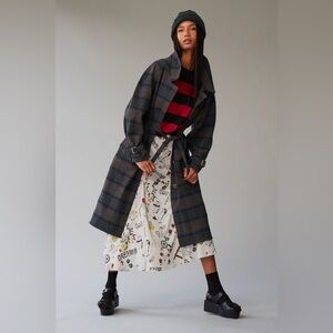 Caron Callahan Plaid Trenchcoat